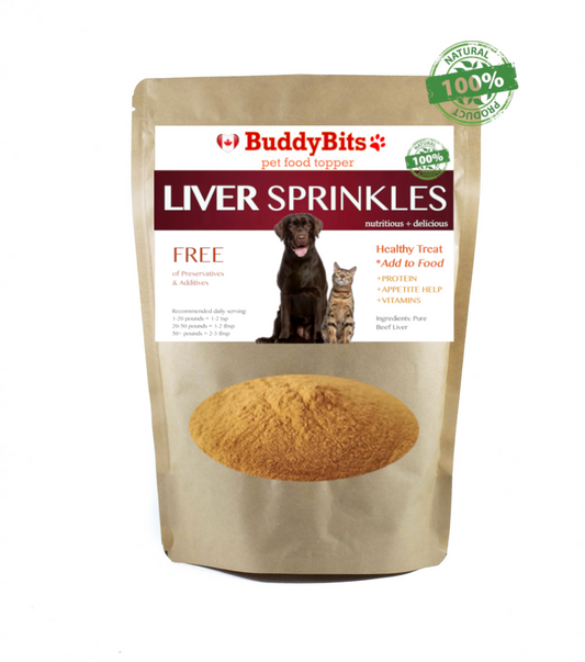 Buddy Bites Natural Liver Sprinkles | Healthy Powder Dog Food Topper or Treat  | Extra Large Value Bag - 450 g